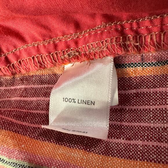 J. Jill SZ 18 Love Linen Shorts Striped Zip-Fly Pockets Pleated Hi-Rise Multi - Picture 4 of 6